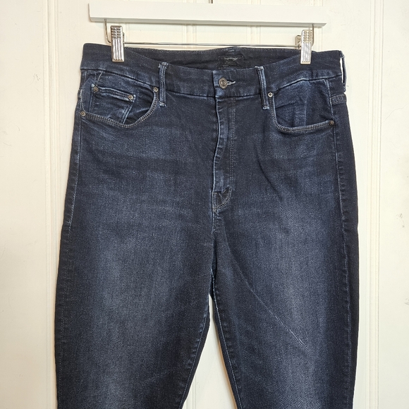 MOTHER Looker High Rise Ankle Fray Jeans Last Call Dark Wash Women’s 31 - Picture 3 of 13